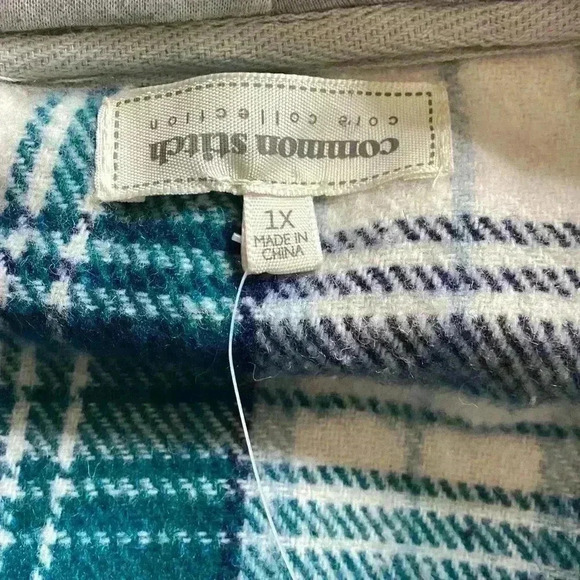NWT Common Stitch Long Sleeve Hooded Plaid Flannel Soft jacket  Size 1X - Picture 4 of 9